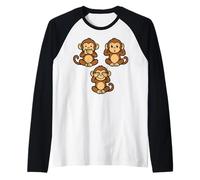 Tres Monos sabios | Cute Chibi - Speak Hear See No Evil Camiseta Manga Raglan