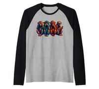 Tres Monos sabios Usan un teléfono Inteligente Camiseta Manga Raglan