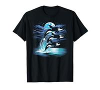 Tres Orcas Luna Retro Océano Naturaleza Animal Marino Divertido Orca Camiseta