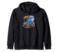 Tres Osos Grizzly Aullando En La Luna Extraño Meme Grizzly Sudadera con Capucha