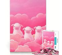 Tres ovejas en Nubes Rosas, Rompecabezas de 1000 Piezas para Adultos, Juguete de lógica Pura, Momento de Paz, Corte preciso, Regalo sincero 50x75cm