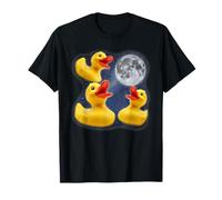 Tres Pato de Goma Luna 3 Aullando En La Luna Divertido Extraño Maldito Camiseta