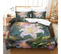 Tres Piezas Impresión 3D claveles Cremallera De Microfibra Planta Ropa De Cama Incluye Dos Fundas De Almohada Adecuado para Adolescentes Y Adultos Double（200x200cm）