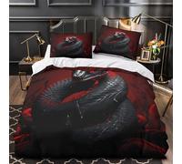 Tres Piezas Microfibra Black Snake Fuego Fundas Edredón Diseño 3D Funda Almohada Antibacteriana Fantasy Horror Funda Edredon for Adultos Double（200x200cm）