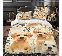 Tres Piezas Microfibra de poliéster Cute Perro Faces Funda Edredon Estampado 3D Cremallera Oculta Fundas Almohada Antibacteriana Illustrated Pet Funda Edredon for Adolescentes Double（200x200cm）