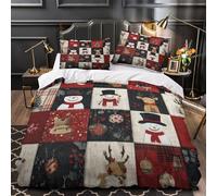 Tres Piezas Microfibra Impresión 3D Christmas Quilt Juego Fundas Edredón Diseño 3D Cremallera Oculta Fundas Almohada Antialérgica Festive Patchwork Funda de Edredón for niños Super king（260x220cm）