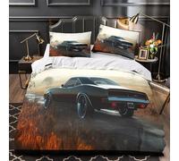 Tres Piezas Microfibra Impresión 3D Classic Muscle Car Juego Fundas Edredón Diseño 3D Cremallera Oculta Fundas Almohada Antialérgica Vintage American Funda de Edredón for niños King（220x240cm）