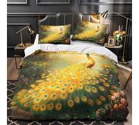 Tres Piezas Microfibra Suave Peacock in Jardín Funda Edredon Diseño 3D Fundas Almohada Transpirable Naturaleza Fantasy Funda de Edredón for Adultos Super King（260x220cm）