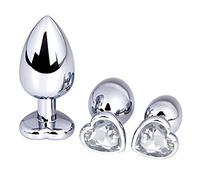 【Tres Piezas】Plug Anales,xtclb Butt Plug Estimulador Masturbador Vibrante Metal Patio Trasero Enganche para Masturbación Adultos (Blanco)