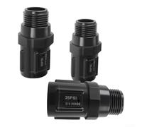 Tres reguladores de presión de riego por goteo de plástico ABS negro con roscas de manguera de 3/4 pulgadas para césped y jardines a 15 o 25 psi de control de flujo (25 PSI)