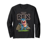 Tres Rex Cumpleaños Dinosaurio T Rex Dino Rawr Tema Manga Larga