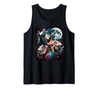 Tres zarigüeyas Espacio Lunar - Cosmic Galaxy Chaos Art Camiseta sin Mangas