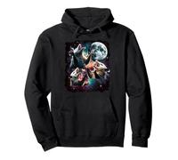 Tres zarigüeyas Espacio Lunar - Cosmic Galaxy Chaos Art Sudadera con Capucha