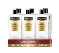 TRESemmé Acondicionador Liso Keratina para pelo encrespado o dañado con aceite de Marula y Keratina - Pack de 6 x 685ml