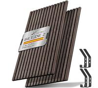 TRESKO 2 paneles acústicos de madera de 120 x 60 cm, incluye 4 ganchos para ropa, revestimiento de pared de nogal como pared de listones 3D, paneles de madera para aislamiento acústico