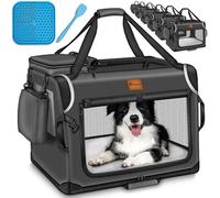 TRESKO® Caja Plegable para Perros con Alfombrilla para Fugas, espátula y Reflectores L 70 x 52 x 52 cm, Transportín para Perros pequeños y Grandes
