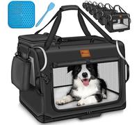 TRESKO® Caja Plegable para Perros con Alfombrilla para Fugas, espátula y Reflectores M 61 x 42 x 42 cm, Transportín para Perros pequeños y Grandes