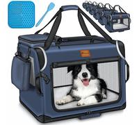 TRESKO® Caja Plegable para Perros con Alfombrilla para Fugas, espátula y Reflectores S 50x34x34 cm, Transportín para Perros pequeños y Grandes