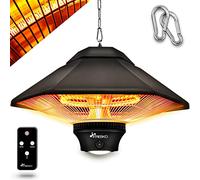 TRESKO Calefactor por Infrarrojos de Pared | 1200W + Control Remoto + Pantalla LED | Estufa Radiante de Terraza con 2 Temperaturas | Radiador Eléctrico para Exterior e Interior | Calentador de Techo