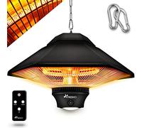 TRESKO Calefactor por Infrarrojos de Pared | 1200W + Control Remoto + Pantalla LED | Estufa Radiante de Terraza con 2 Temperaturas | Radiador Eléctrico para Exterior e Interior | Calentador de Techo