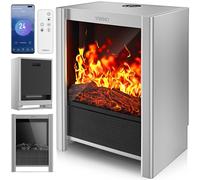 TRESKO Chimenea eléctrica Calefacción 2000 W, Smart Home WiFi App & Mando | Estufa eléctrica con Efecto Llama LED y Pantalla LCD | Chimenea eléctrica con termostato | Calefacción por ventilado
