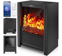 TRESKO Chimenea eléctrica Calefacción 2000 W, Smart Home WiFi App & Mando | Estufa eléctrica con Efecto Llama LED y Pantalla LCD | Chimenea eléctrica con termostato | Calefacción por ventilado