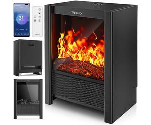 TRESKO Chimenea eléctrica Calefacción 2000 W, Smart Home WiFi App & Mando | Estufa eléctrica con Efecto Llama LED y Pantalla LCD | Chimenea eléctrica con termostato | Calefacción por ventilado