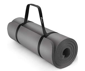 TRESKO® Esterilla de fitness 185 x 60 cm y 190 x 100 cm para gimnasia, yoga, pilates y cualquier tipo de entrenamiento | Suave y cómoda | Espuma NBR (Gris, 190 x 100 x 1,5 cm)