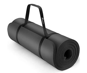 TRESKO® Esterilla de fitness 185 x 60 cm y 190 x 100 cm para gimnasia, yoga, pilates y cualquier tipo de entrenamiento | Suave y cómoda | Espuma NBR (Negro, 190 x 100 x 1,5 cm)