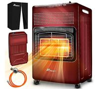 TRESKO Estufa de gas butano plegable 4200W | Estufa cerámica con regulador, manguera y cubierta de protección | Calefactor portátil con 3 niveles de potencia | Dispositivo de calefacción interior