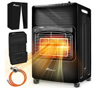 TRESKO Estufa de gas butano plegable 4200W | Estufa cerámica con regulador, manguera y cubierta de protección | Calefactor portátil con 3 niveles de potencia | Dispositivo de calefacción interior