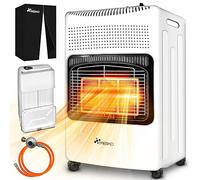 TRESKO Estufa de gas butano plegable 4200W | Estufa cerámica con regulador, manguera y cubierta de protección | Calefactor portátil con 3 niveles de potencia | Dispositivo de calefacción interior