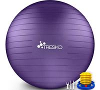 TRESKO® Pelota de Gimnasia Anti-Reventones | Bola de Yoga Pilates y Ejercicio | Balón para Sentarse | Balon de Ejercicio para Fitness | 300 kg | con Bomba de Aire | Púrpura | 55cm