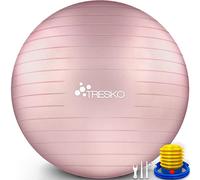TRESKO® Pelota de Gimnasia Anti-Reventones | Bola de Yoga Pilates y Ejercicio | Balón para Sentarse | Balon de Ejercicio para Fitness | 300 kg | con Bomba de Aire (Rose Gold, 85cm)