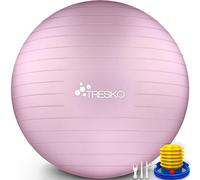 TRESKO® Pelota de Gimnasia Anti-Reventones | Bola de Yoga Pilates y Ejercicio | Balón para Sentarse | Balon de Ejercicio para Fitness | 300 kg | con Bomba de Aire (Princess Pink, 75cm)