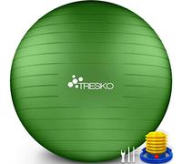 TRESKO® Pelota de Gimnasia Anti-Reventones | Bola de Yoga Pilates y Ejercicio | Balón para Sentarse | Balon de Ejercicio para Fitness | 300 kg | con Bomba de Aire | Verde | 65cm