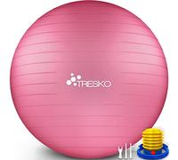 TRESKO® Pelota de Gimnasia Anti-Reventones | Bola de Yoga Pilates y Ejercicio | Balón para Sentarse | Balon de Ejercicio para Fitness | 300 kg | con Bomba de Aire | Rosa | 85cm