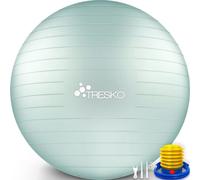TRESKO® Pelota de gimnasia BPA-Libre incl. bomba de aire | Bola para fitness, yoga, gimnasia, embarazo, entrenamiento de core, espalda | Yogaball Pezziball Pilatesball asiento anti-reventón 300 kg