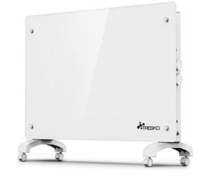 TRESKO Radiadores Bajo Consumo Electricos para Casa 1500W | Estufa Electrica con Ruedas | Radiador Electrico Silencioso | Portátil y Delgado, Estufas con Panel para Pared y Termostato
