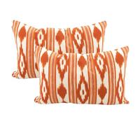 TRESMESTRES Fundas de Cojines para Sofá de Jardín, Salón y Terraza - Ikat Mediterráneo - Cubiertas de Cojines para Sofá Grandes y Pequeñas - Funda de Cojín 30x50 cm - Set de 2, Naranja