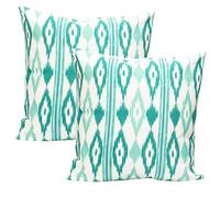 TRESMESTRES Fundas de Cojines para Sofá de Jardín, Salón y Terraza - Ikat Mediterráneo - Cubiertas de Cojines para Sofá Grandes y Pequeñas - Funda de Cojín 60x60 cm - Set de 2, Turquesa