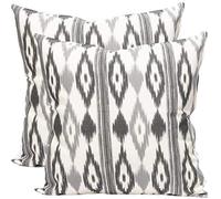 TRESMESTRES Fundas de Cojines para Sofá de Jardín, Salón y Terraza - Ikat Mediterráneo - Cubiertas de Cojines para Sofá Grandes y Pequeñas - Funda de Cojín 45x45 cm - Set de 2, Gris
