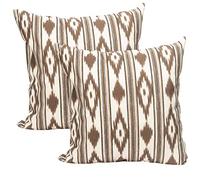 TRESMESTRES Fundas de Cojines para Sofá de Jardín, Salón y Terraza - Ikat Mediterráneo - Cubiertas de Cojines para Sofá Grandes y Pequeñas - Funda de Cojín 50x50 cm - Set de 2, Marrón