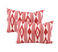 TRESMESTRES Fundas de Cojines para Sofá de Jardín, Salón y Terraza - Ikat Mediterráneo - Cubiertas de Cojines para Sofá Grandes y Pequeñas - Funda de Cojín 30x50 cm - Set de 2, Rojo