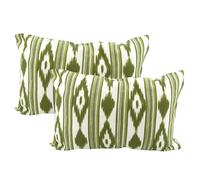 TRESMESTRES Fundas de Cojines para Sofá de Jardín, Salón y Terraza - Ikat Mediterráneo - Cubiertas de Cojines para Sofá Grandes y Pequeñas - Funda de Cojín 40x60 cm - Set de 2, Verde