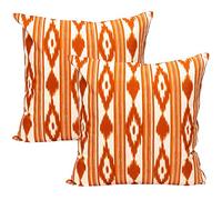 TRESMESTRES Fundas de Cojines para Sofá de Jardín, Salón y Terraza - Ikat Mediterráneo - Cubiertas de Cojines para Sofá Grandes y Pequeñas - Funda de Cojín 40x40 cm - Set de 2, Naranja