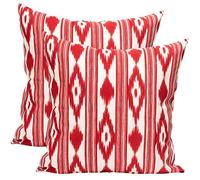 TRESMESTRES Fundas de Cojines para Sofá de Jardín, Salón y Terraza - Ikat Mediterráneo - Cubiertas de Cojines para Sofá Grandes y Pequeñas - Funda de Cojín 45x45 cm - Set de 2, Rojo