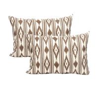 TRESMESTRES Fundas de Cojines para Sofá de Jardín, Salón y Terraza - Ikat Mediterráneo - Cubiertas de Cojines para Sofá Grandes y Pequeñas - Funda de Cojín 50x70 cm - Set de 2, Marrón