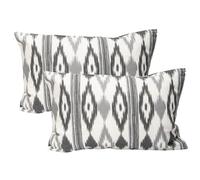 TRESMESTRES Fundas de Cojines para Sofá de Jardín, Salón y Terraza - Ikat Mediterráneo - Cubiertas de Cojines para Sofá Grandes y Pequeñas - Funda de Cojín 30x50 cm - Set de 2, Gris