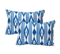 TRESMESTRES Fundas de Cojines para Sofá de Jardín, Salón y Terraza - Ikat Mediterráneo - Cubiertas de Cojines para Sofá Grandes y Pequeñas - Funda de Cojín 30x50 cm - Set de 2, Azul